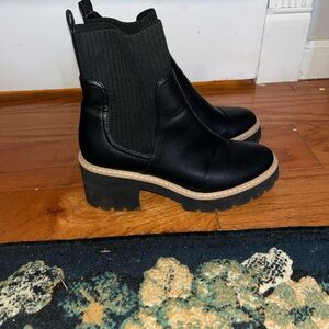 Dolce Vita Black Ankle Boots with Tan Sole